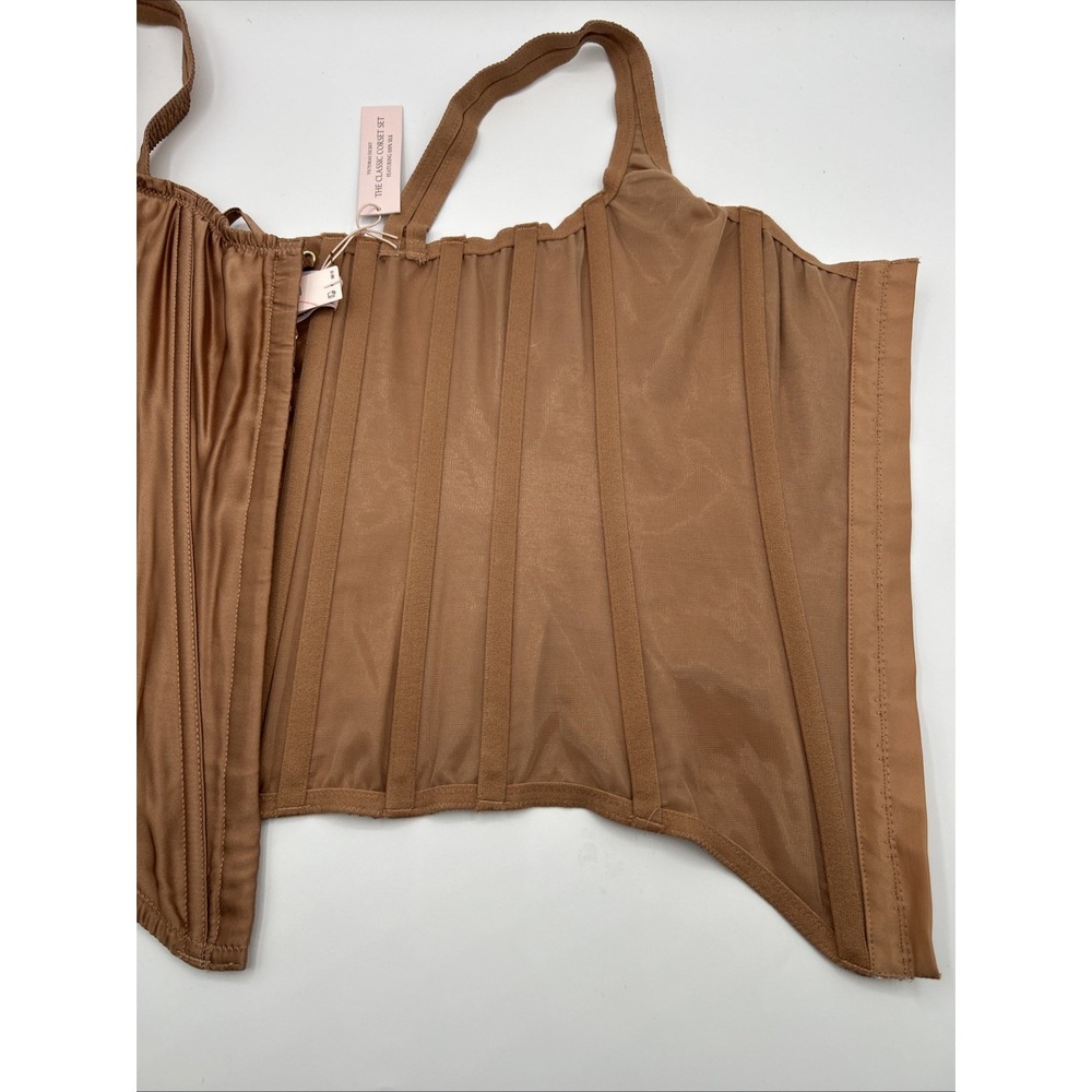 Victoria's Secret The Classic Corset Brown Caramel Small 100% Silk One Piece NWT - Picture 6 of 8